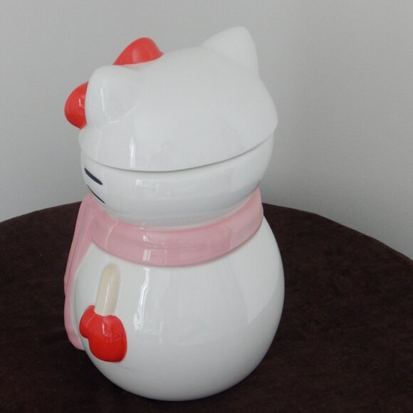 New Sanrio Hello Kitty Holiday Snowman 3D Sculpted Ceramic LRG Canister Jar Set - Picture 6 of 10